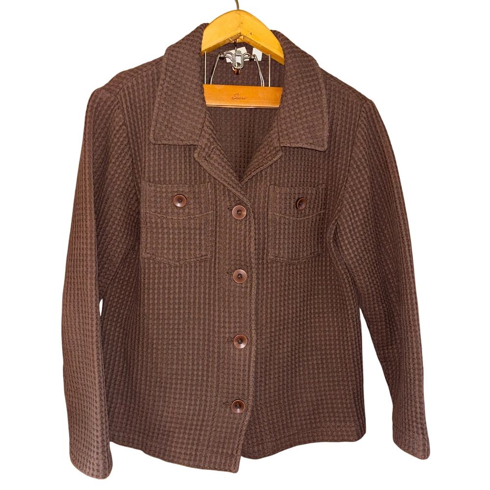 Cabela’s women’s brown 100% cotton waffle-knit cropped jacket (size XL)